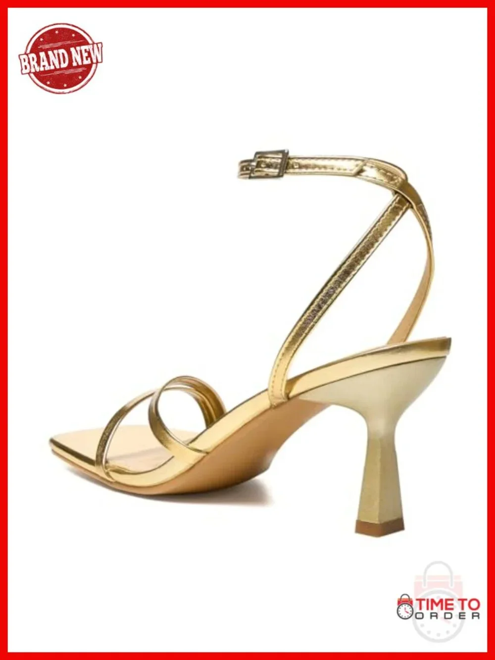 Strappy Heels Square Open Toe 2.76 Inch Stiletto Ankle Strap